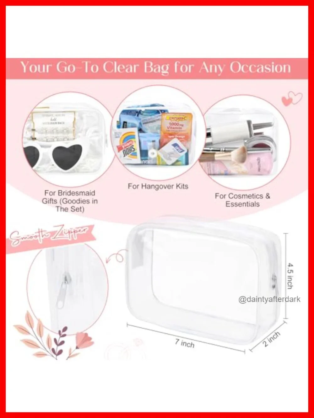 Bridesmaid Proposal Gift Set Clear Toiletry Bag Pearl Hair Clips Scrunchies